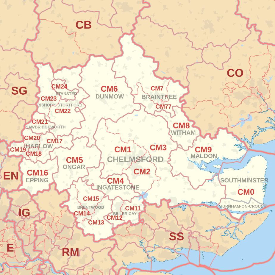 Chelmsford map of areas we buy houses fast