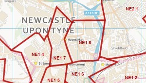 newcastle map of some areas we buy houses fast
